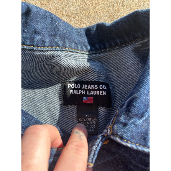 Vintage Polo Jeans Co Ralph Lauren Dark Denim Type Jeans Jacket Size XL - Picture 2 of 4